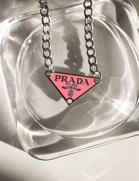 pink prada triangle necklace|Prada necklace triangle pendant.